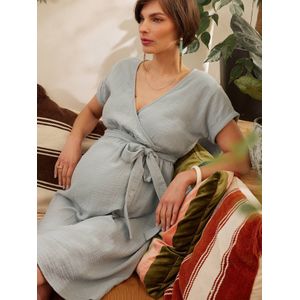 Zwangerschapsjurk van biologisch katoengaas ENVIE DE FRAISE saliegroen