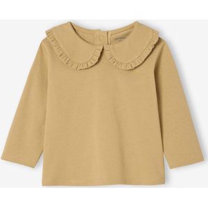 Baby T-shirt met lange mouwen en claudinekraag okergeel