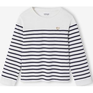 T-shirt met lange mouwen voor meisjes blauw, gestreept