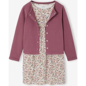 Set met vest en bloemenjurk meisje zachtpaars