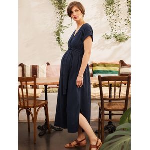 Envie de Fraise - Lange Zwangerschapsjurk - Marineblauw - Katoengaas