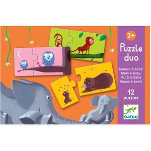 Djeco - Legpuzzel Duo - Mama en Baby - 24 Stukjes - Stevig Karton