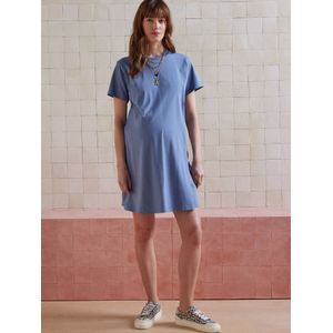Zwangerschaps- en voedings-T-shirtjurk van biologisch katoen* leiblauw