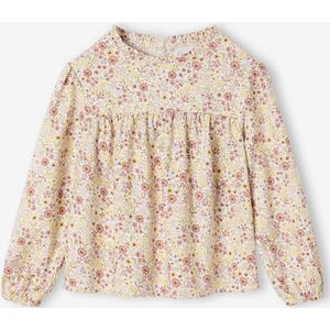 Blouse met bloemmotieven voor meisjes vanille