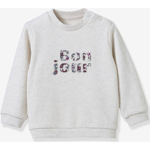 CYRILLUS sweater met letters van Liberty stof, baby, biologisch katoen beige