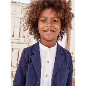 Overhemd - Wit - Linnen/katoen - Jongens - Lange Mouwen - Maokraag