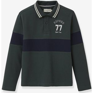 Polo in piqué gebreid hemd jongen biologisch katoen CYRILLUS groen