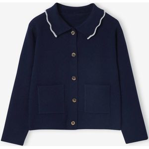 Vest met fantasiekraag voor meisjes marineblauw