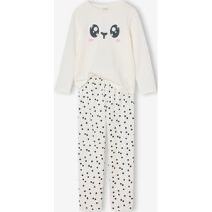 Meisjespyjama effen met print + allover print ecru