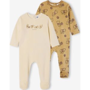 Set van 2 Disney WINNIE L'OURSON babyslaappakjes van fluweel / velours cappuccino