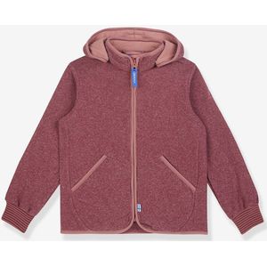 Gebreide fleece kinderjas TONTTU KNIT FINKID, zip-in binnenjas bordeauxrood