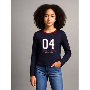 Cropped shirt met lange mouwen voor meisjes JONEN marineblauw