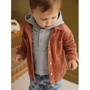 Gestreept T-shirt met capuchon jongensbaby ijsblauw