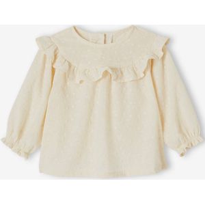 Babyblouse met ruches en borduursel ecru