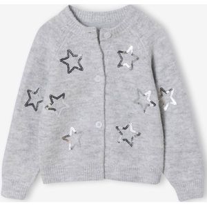 Kerst vestje voor meisjes met sterren in pailletten gemêleerd grijs