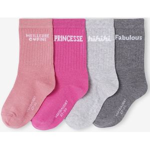 Set van 4 paar enkelsokken "bericht" meisje rozenhout