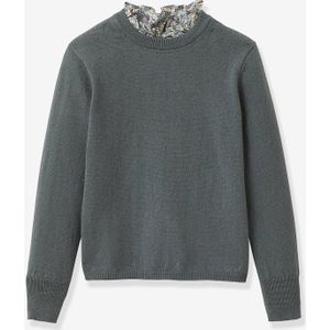 Trui voor meisjes met Liberty stoffen kraag CYRILLUS