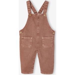 Salopet voor baby's in pigment geverfde keperstof terracottategel