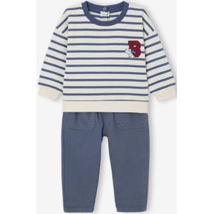 Babyset sweater + broek grijsblauw