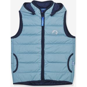 Lichtgewicht gewatteerd kindervest VANULI FINKID, zip-in binnenjas grijsblauw