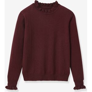 Trui met ruches voor meisjes CYRILLUS bordeauxrood