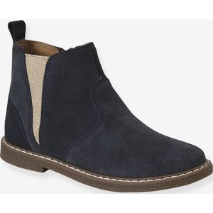 Elastische leren boots voor kinderen marineblauw