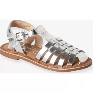 Rosegold sandalen met lage blokhak