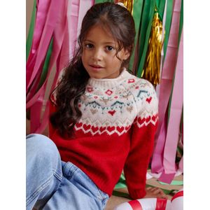 Jacquard trui voor meisjes met kerstthema rood