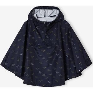 Regenjas met capuchon voor jongens met dinosaurusprint indigoblauw
