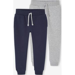 Set van 2 basic joggingbroeken voor jongens marineblauw