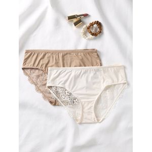 Set van 2 slipjes voor zwangere vrouwen van microvezel en kant ENVIE DE FRAISE mokka