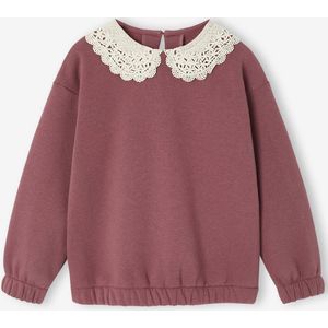 Sweater met sierlijke kraag van macramé meisjes pruim