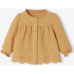 Geborduurde babyblouse okergeel