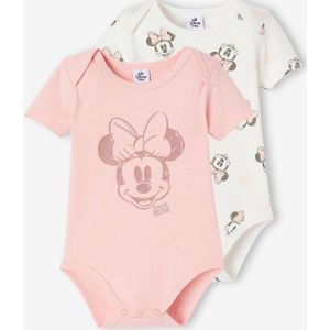 Set van 2 baby-body's Disney Minnie met korte mouwen rozen