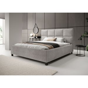 Tweepersoonsbed Soline - Grijs ribstof - 180x200 cm