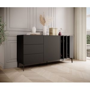 Meubella - Dressoir Torres - Antraciet - 150 cm - 3 lades