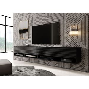 TV-Meubel Asino - Wave - Mat zwart - 200 cm