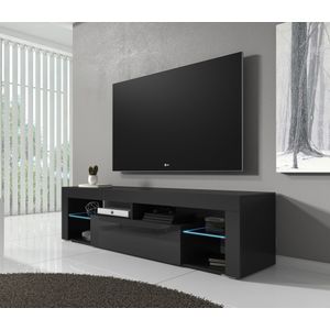 Meubella - TV-Meubel Fancy - Zwart - 140 cm - met led