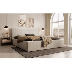 Tweepersoonsbed Infinity - Beige ribstof - 160x200 cm