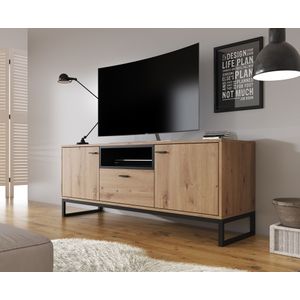 Meubella - TV-Meubel Ozzy - Eiken - Zwart - 135 cm