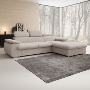 Hoekbank Cordoba - Beige - Ribstof - Rechts