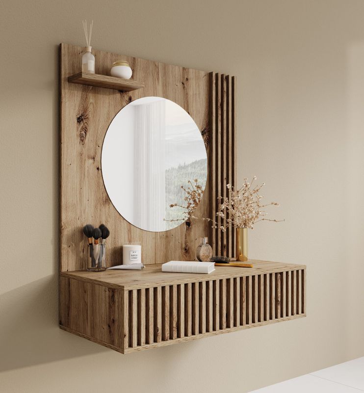 Kaptafel Evy - Eiken - 85 cm - Met spiegel