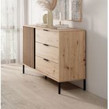 Meubella - Commode Tasha - Eiken - Antraciet - 138 cm