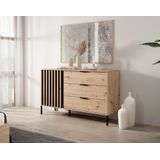 Meubella - Commode Tasha - Eiken - Antraciet - 138 cm