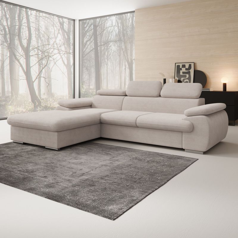 Hoekbank Cordoba - Beige - Ribstof - Links
