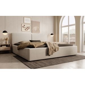 Meubella - Tweepersoonsbed Infinity - Beige Ribstof - 180x200 cm