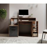 Bureau Pierre 5 - Donker eiken - Antraciet - 138,5 cm