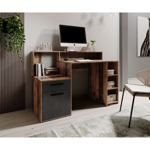 Bureau Pierre 5 - Donker eiken - Antraciet - 138,5 cm