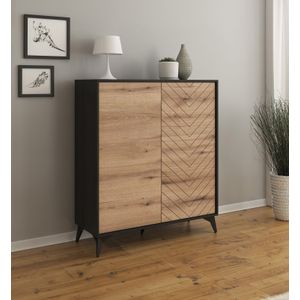 Dressoir Dolores - Eiken - Zwart - 104 cm - Hoog