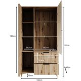 Vitrinekast Evy - Eiken - 100 cm